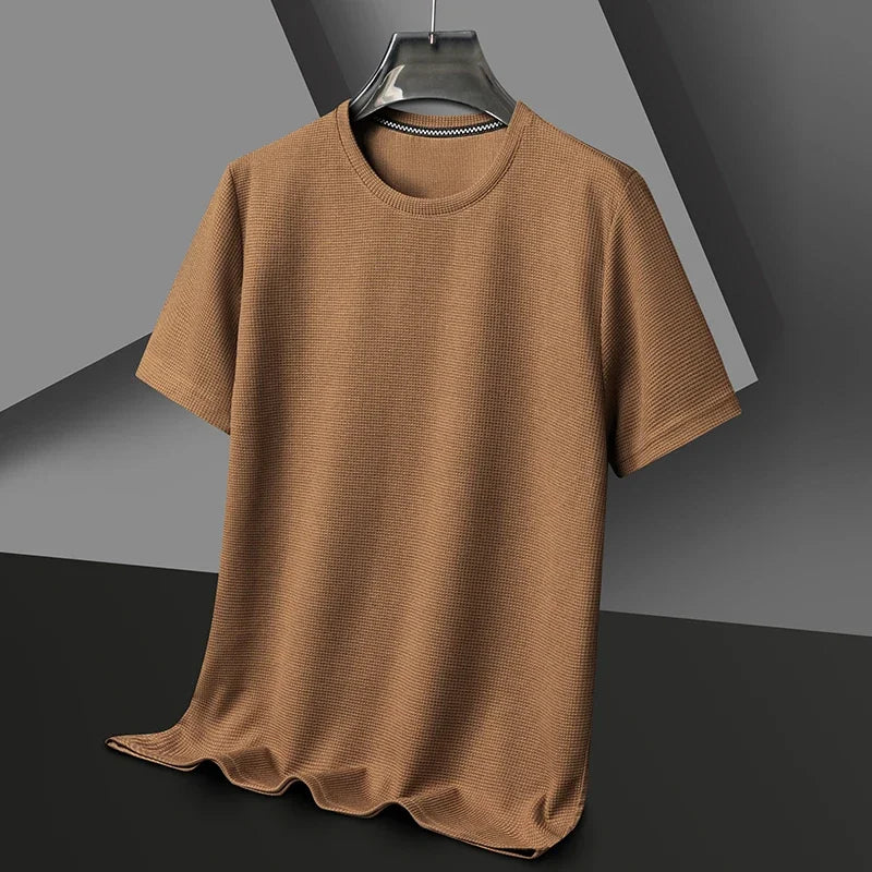 Men’s Summer Waffle Knit T-Shirt – Breathable Casual Tee