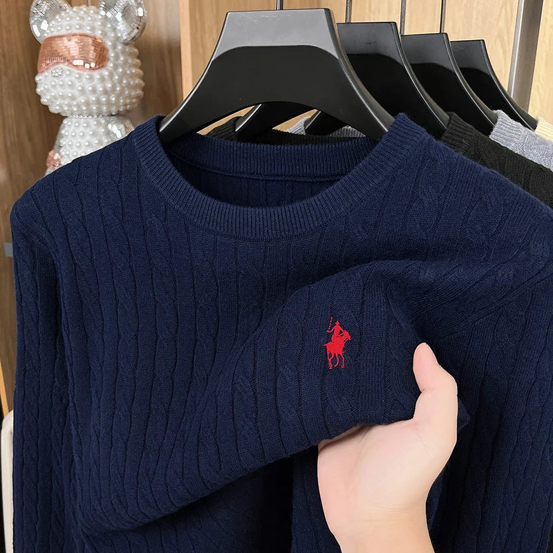 Twist-Knit Embroidered Velvet Sweater – Autumn/Winter