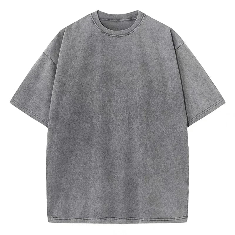 American-Style Vintage Oversized T-Shirt  Washed Cotton