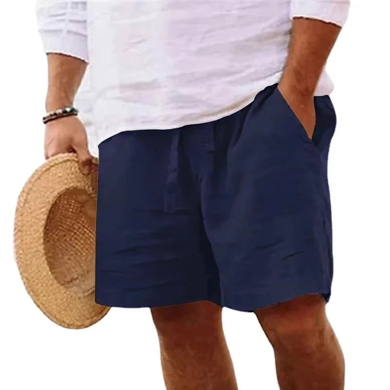 Men’s Cotton Linen Gym Shorts – Lightweight Summer Fit