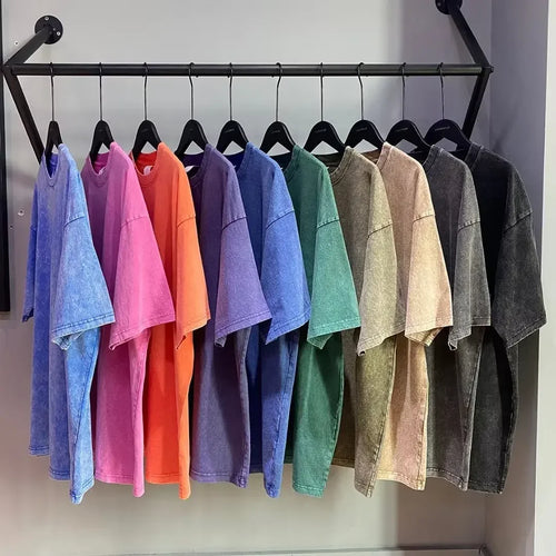 American-Style Vintage Oversized T-Shirt  Washed Cotton