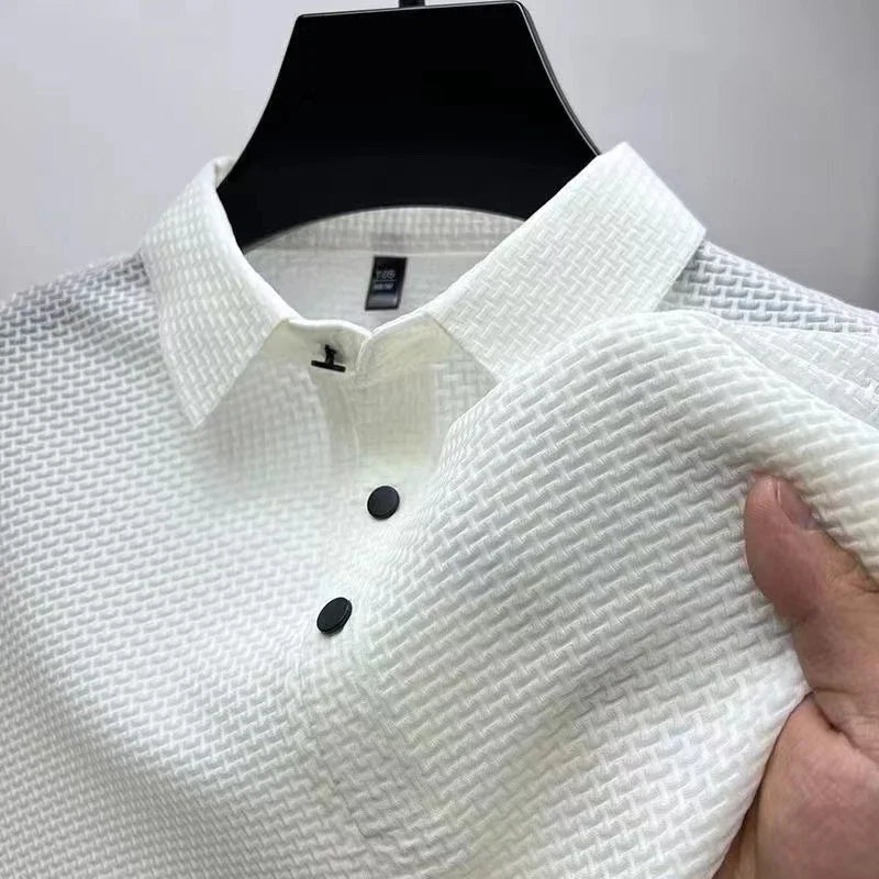 Men’s Business Casual Short Sleeve Polo Shirt – Breathable Summer Comfort