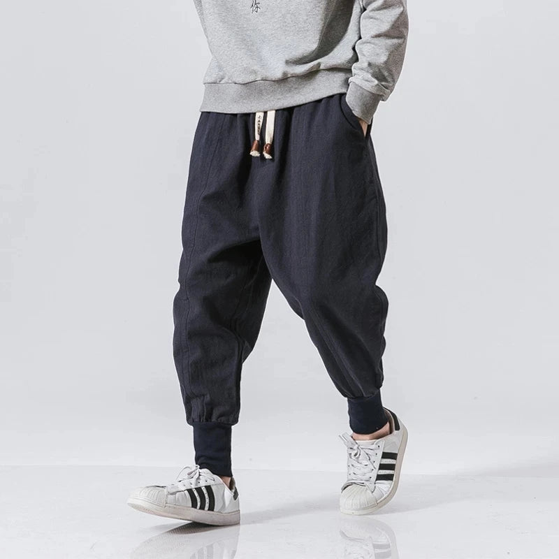 Men’s Cotton Linen Harem Pants – Relaxed Streetwear Fit
