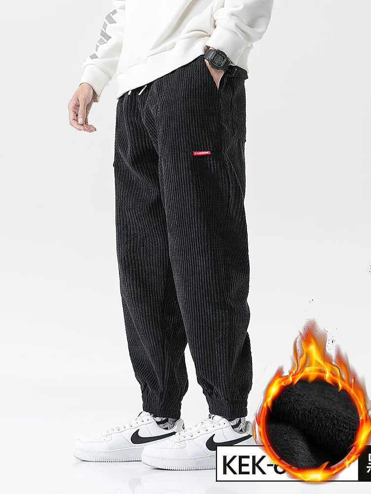 Men’s Corduroy Tech Fleece Joggers – Winter Comfort Fit
