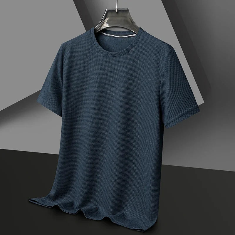 Men’s Summer Waffle Knit T-Shirt – Breathable Casual Tee