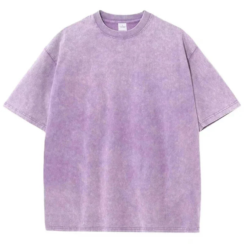 American-Style Vintage Oversized T-Shirt  Washed Cotton