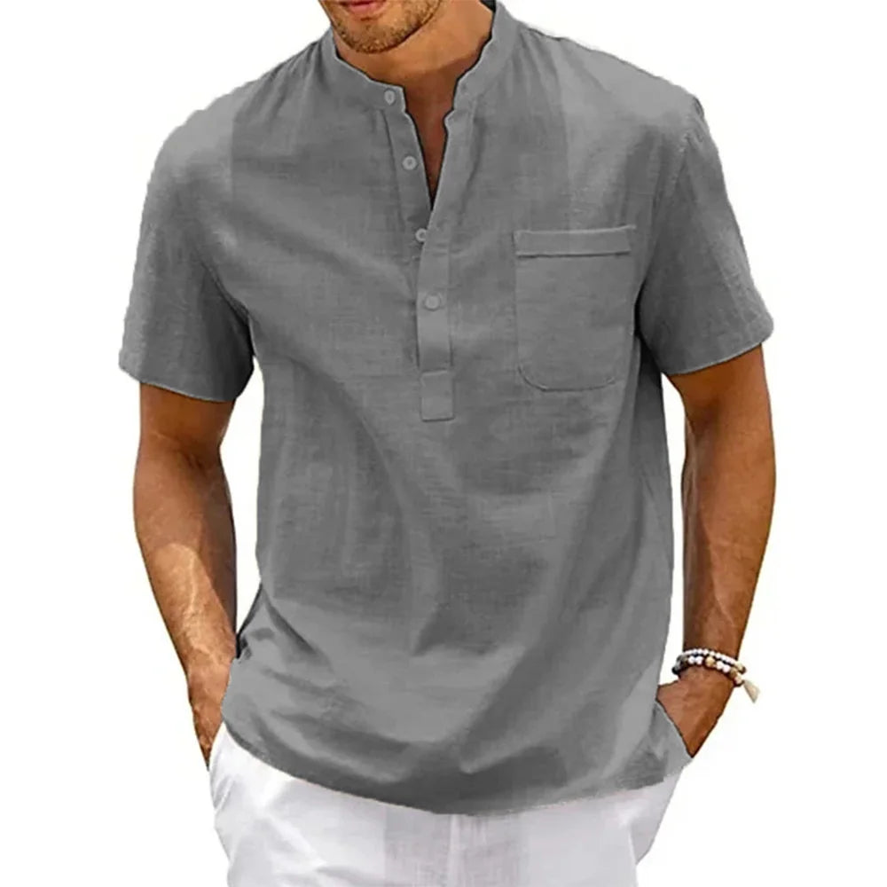 Men’s Cotton Linen Short-Sleeve Shirt – Lightweight Summer Casual