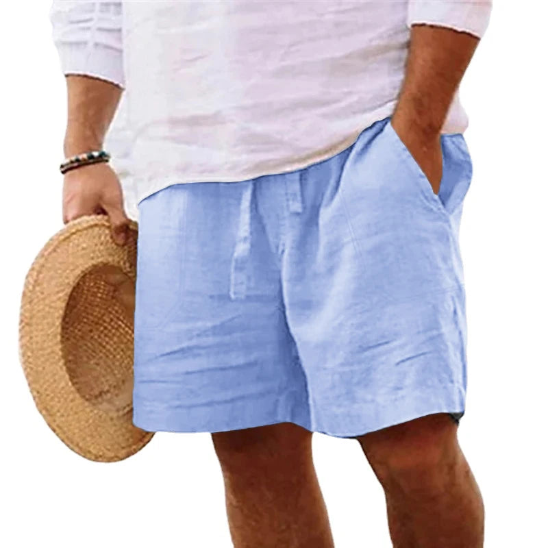 Men’s Cotton Linen Gym Shorts – Lightweight Summer Fit