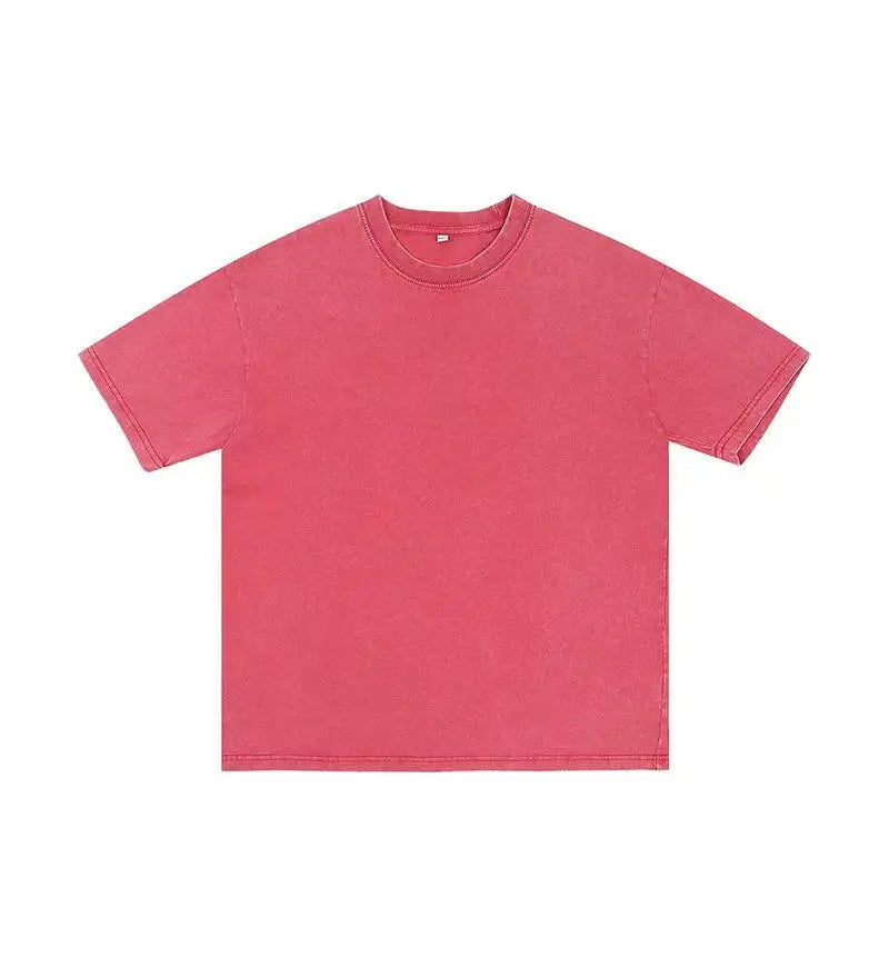 American-Style Vintage Oversized T-Shirt  Washed Cotton