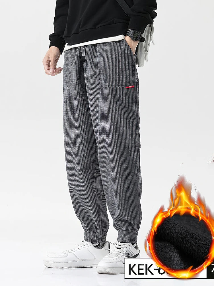 Men’s Corduroy Tech Fleece Joggers – Winter Comfort Fit
