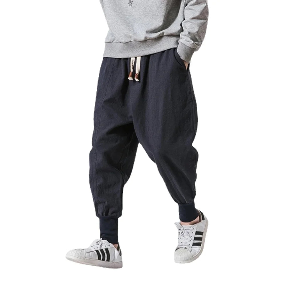 Men’s Cotton Linen Harem Pants – Relaxed Streetwear Fit