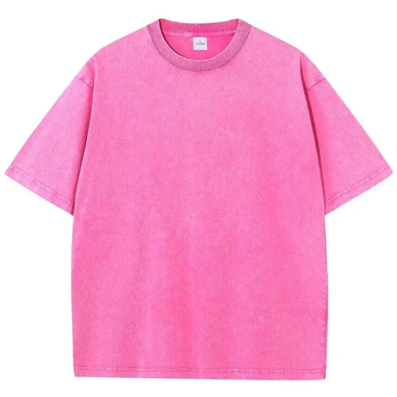American-Style Vintage Oversized T-Shirt  Washed Cotton