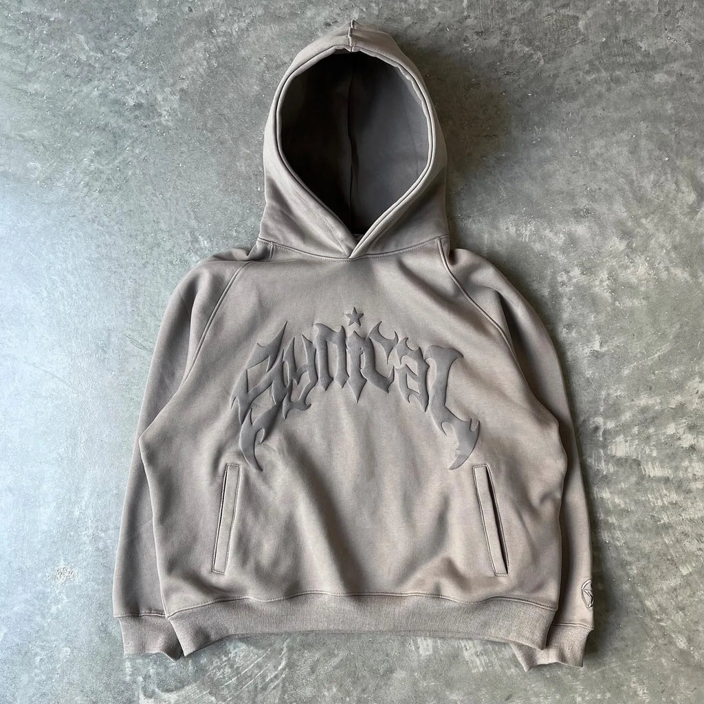 American Retro Gothic Hoodie – Star Print Casual Zipper