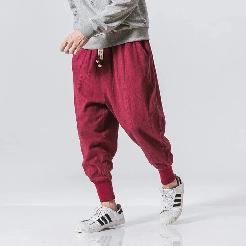 Men’s Cotton Linen Harem Pants – Relaxed Streetwear Fit