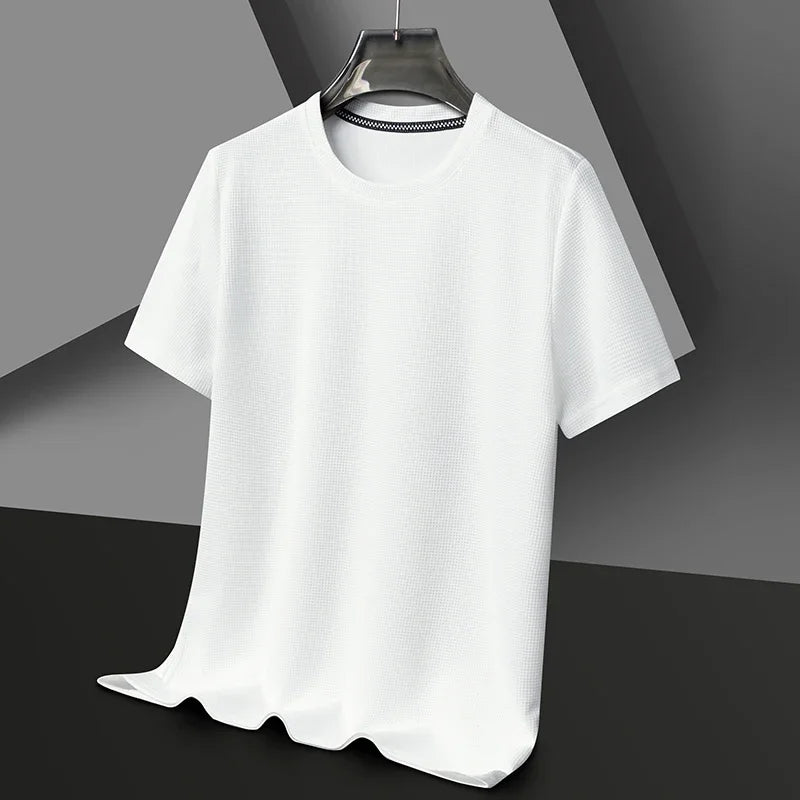Men’s Summer Waffle Knit T-Shirt – Breathable Casual Tee