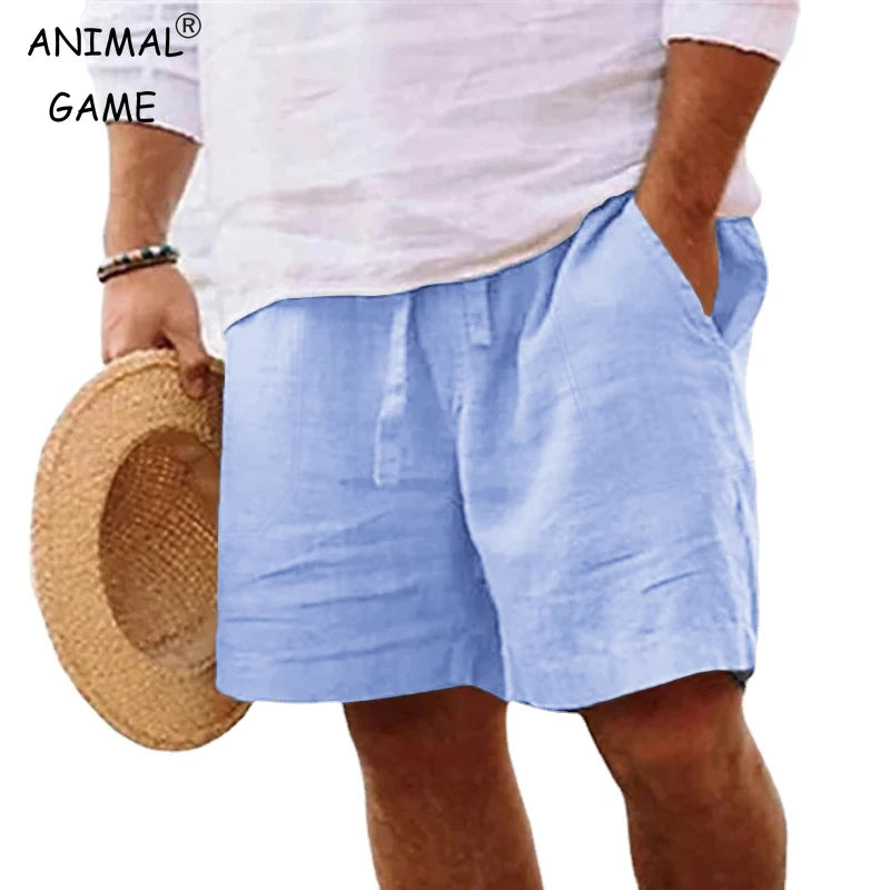 Men’s Cotton Linen Gym Shorts – Lightweight Summer Fit