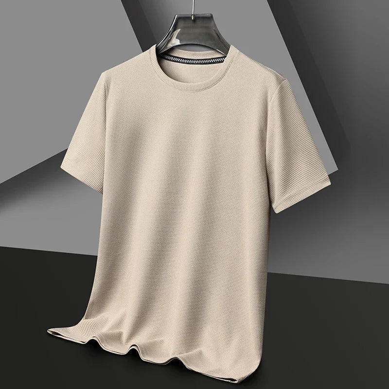 Men’s Summer Waffle Knit T-Shirt – Breathable Casual Tee