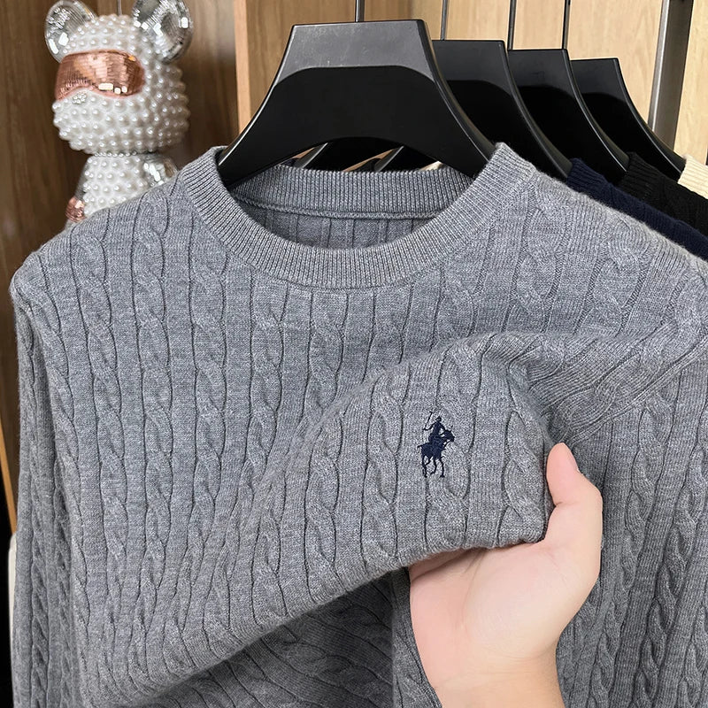 Twist-Knit Embroidered Velvet Sweater – Autumn/Winter