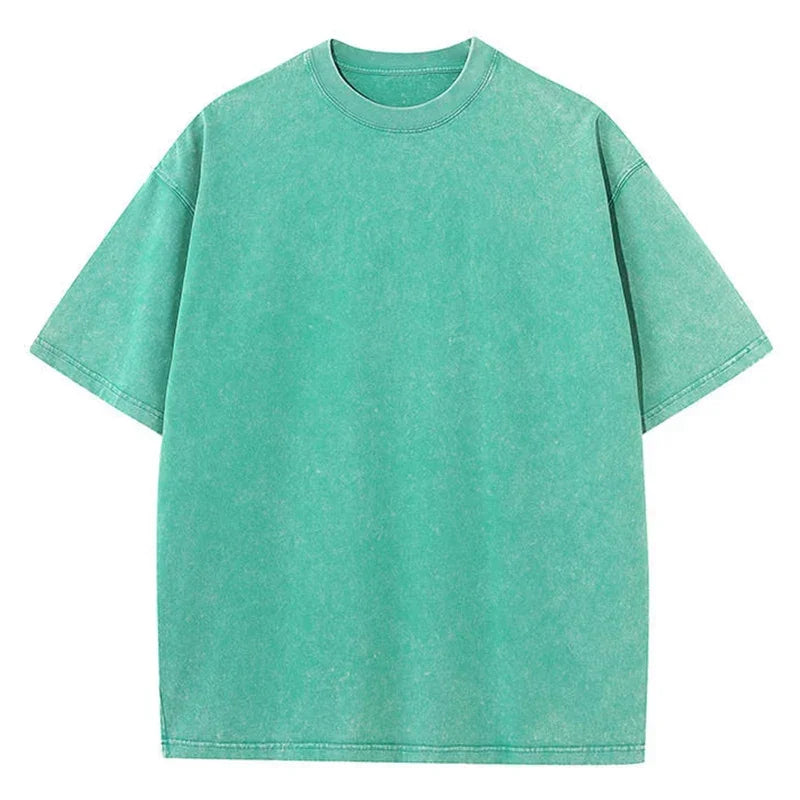 American-Style Vintage Oversized T-Shirt  Washed Cotton
