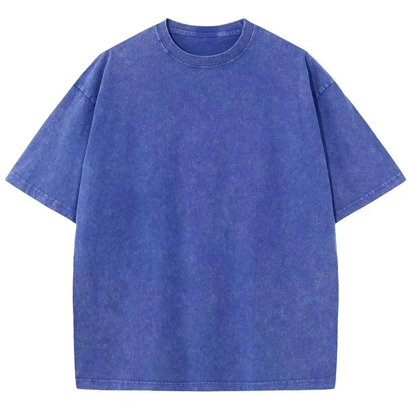 American-Style Vintage Oversized T-Shirt  Washed Cotton