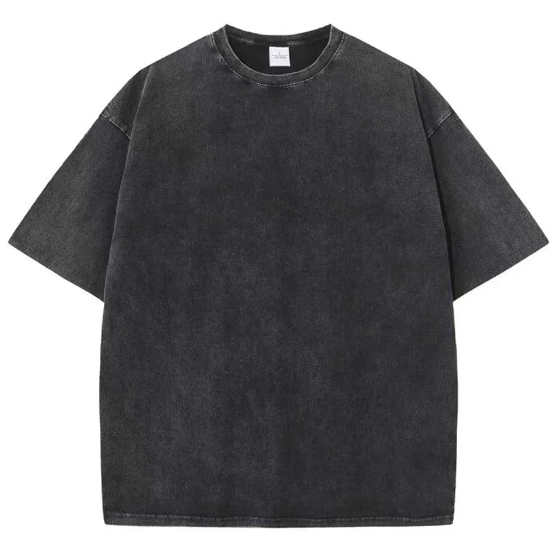 American-Style Vintage Oversized T-Shirt  Washed Cotton