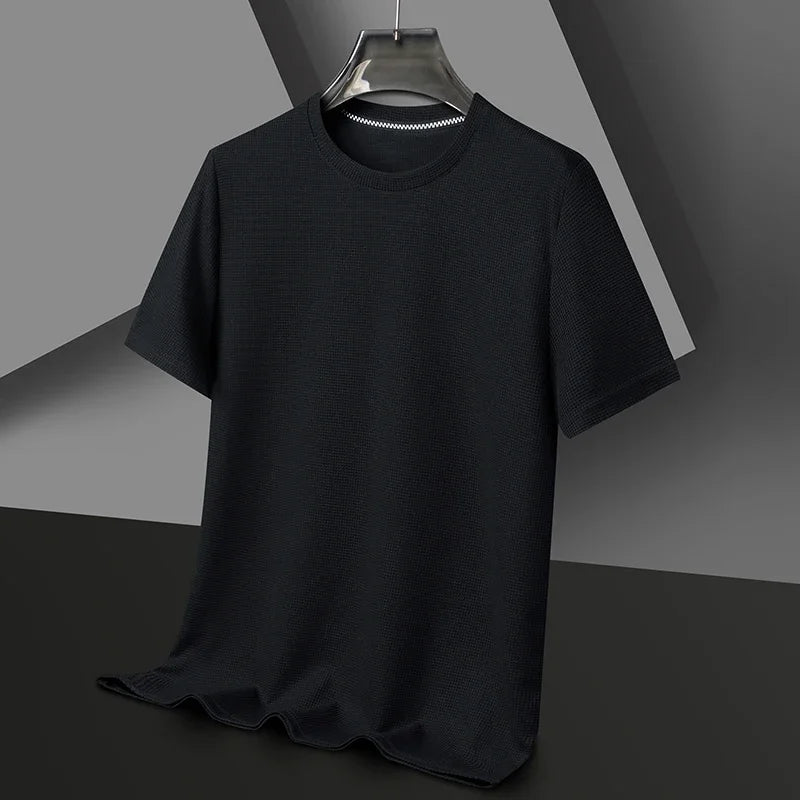 Men’s Summer Waffle Knit T-Shirt – Breathable Casual Tee
