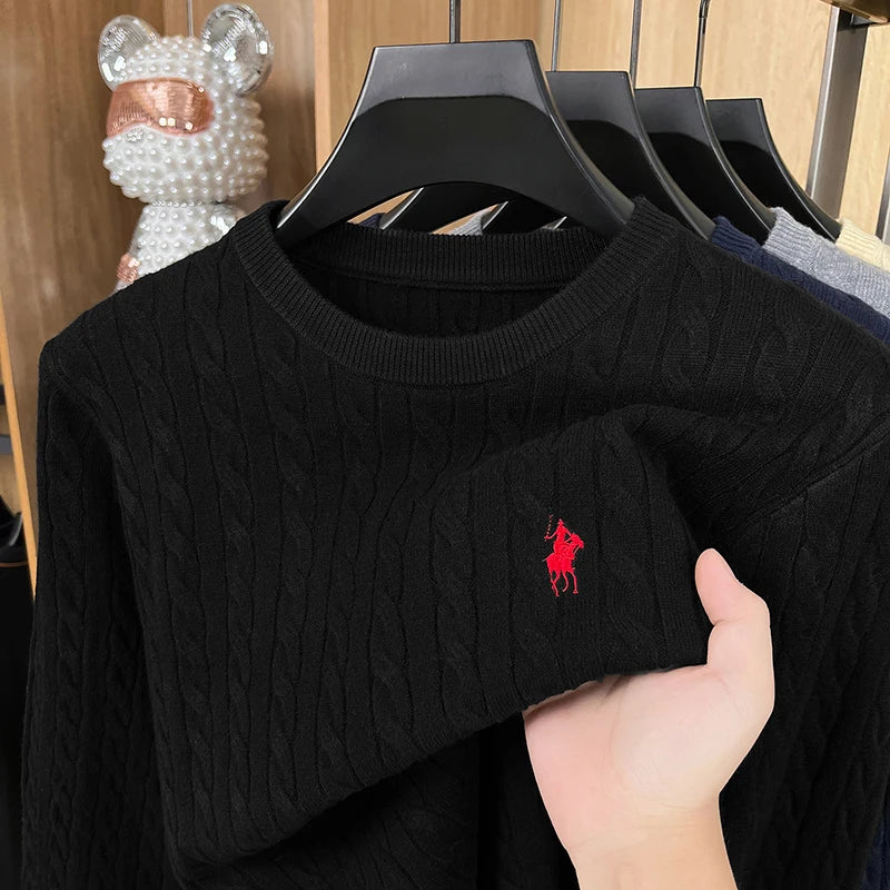 Twist-Knit Embroidered Velvet Sweater – Autumn/Winter
