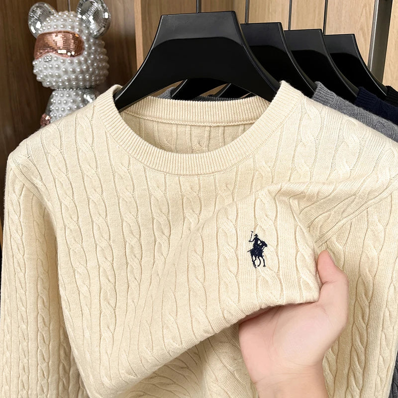 Twist-Knit Embroidered Velvet Sweater – Autumn/Winter