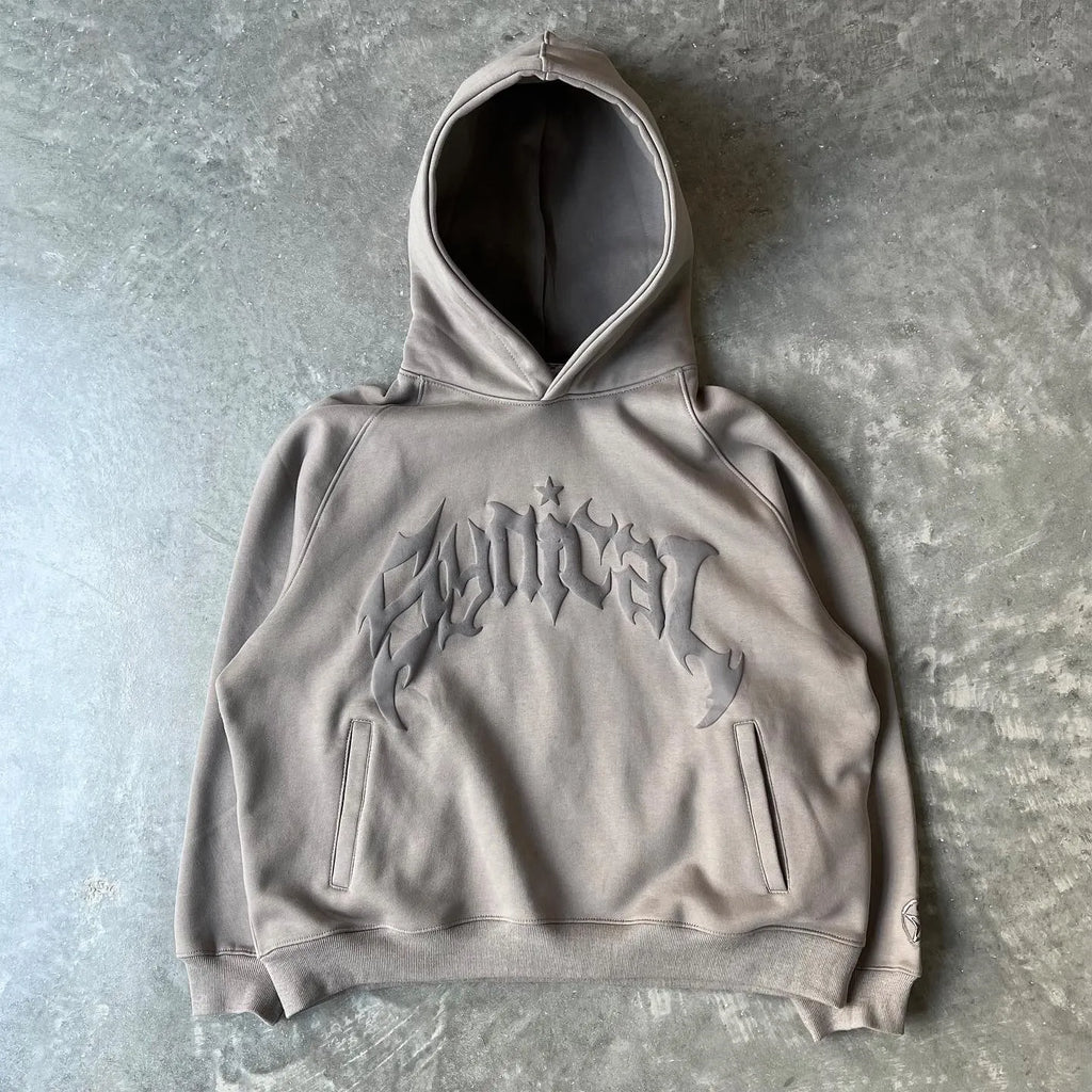 American Retro Gothic Hoodie – Star Print Casual Zipper