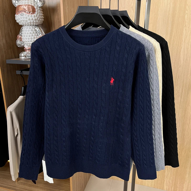 Twist-Knit Embroidered Velvet Sweater – Autumn/Winter