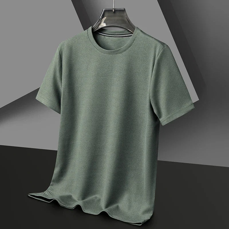 Men’s Summer Waffle Knit T-Shirt – Breathable Casual Tee