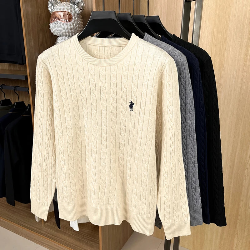 Twist-Knit Embroidered Velvet Sweater – Autumn/Winter