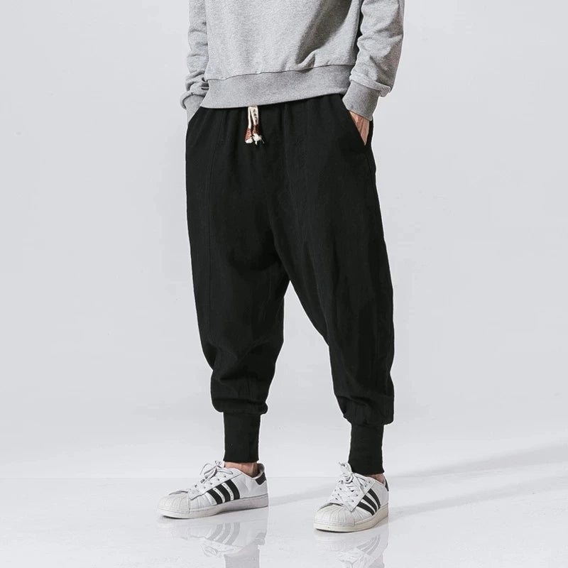 Men’s Cotton Linen Harem Pants – Relaxed Streetwear Fit
