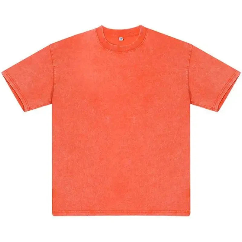 American-Style Vintage Oversized T-Shirt  Washed Cotton